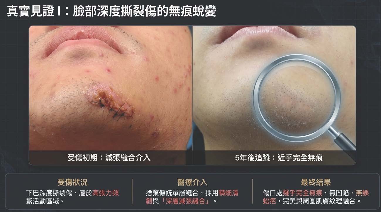 臉部深度撕裂傷無痕修復案例