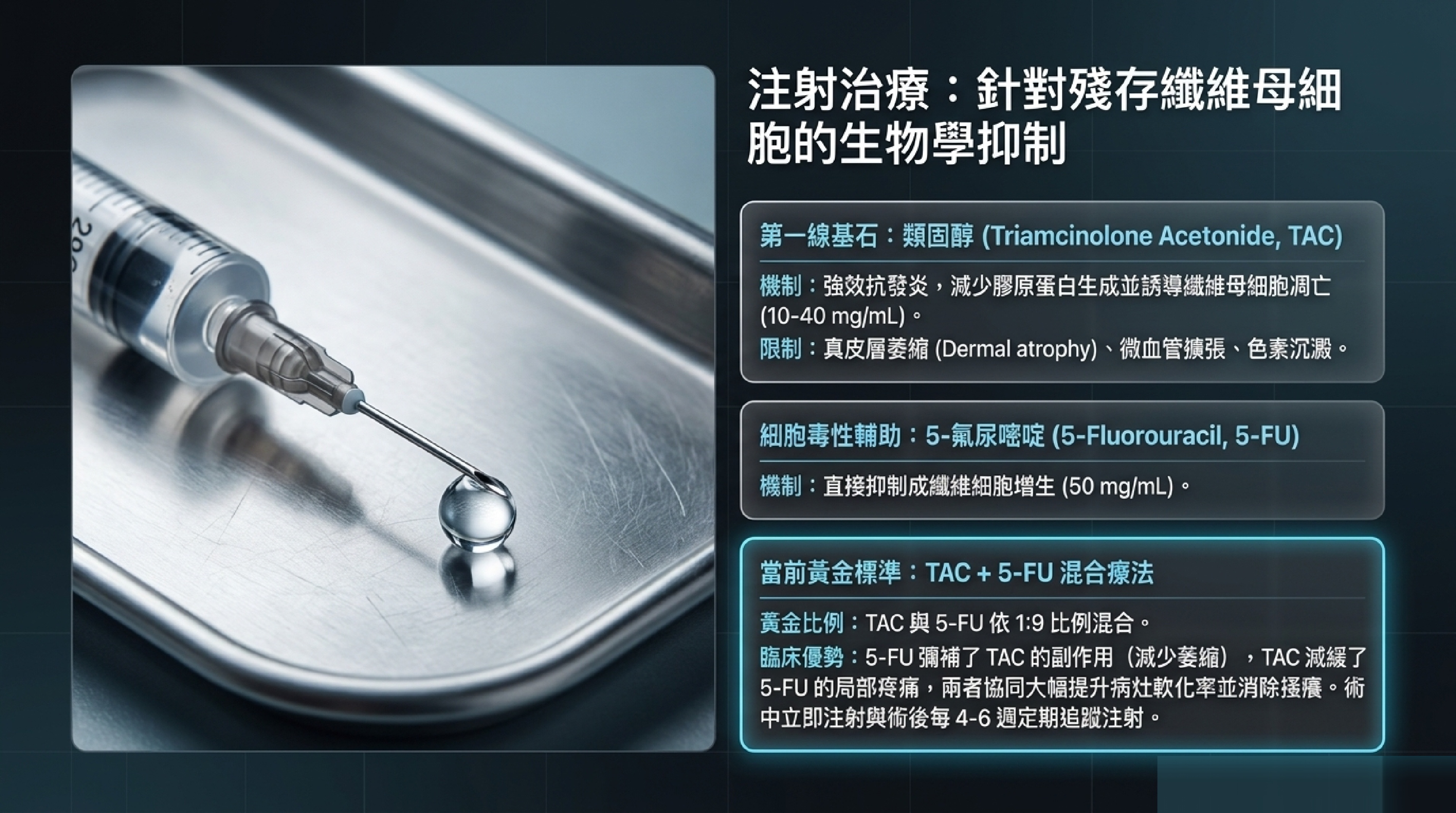 耳朵蟹足腫注射治療：Triamcinolone Acetonide TAC 與 5-Fluorouracil 5-FU 混合療法