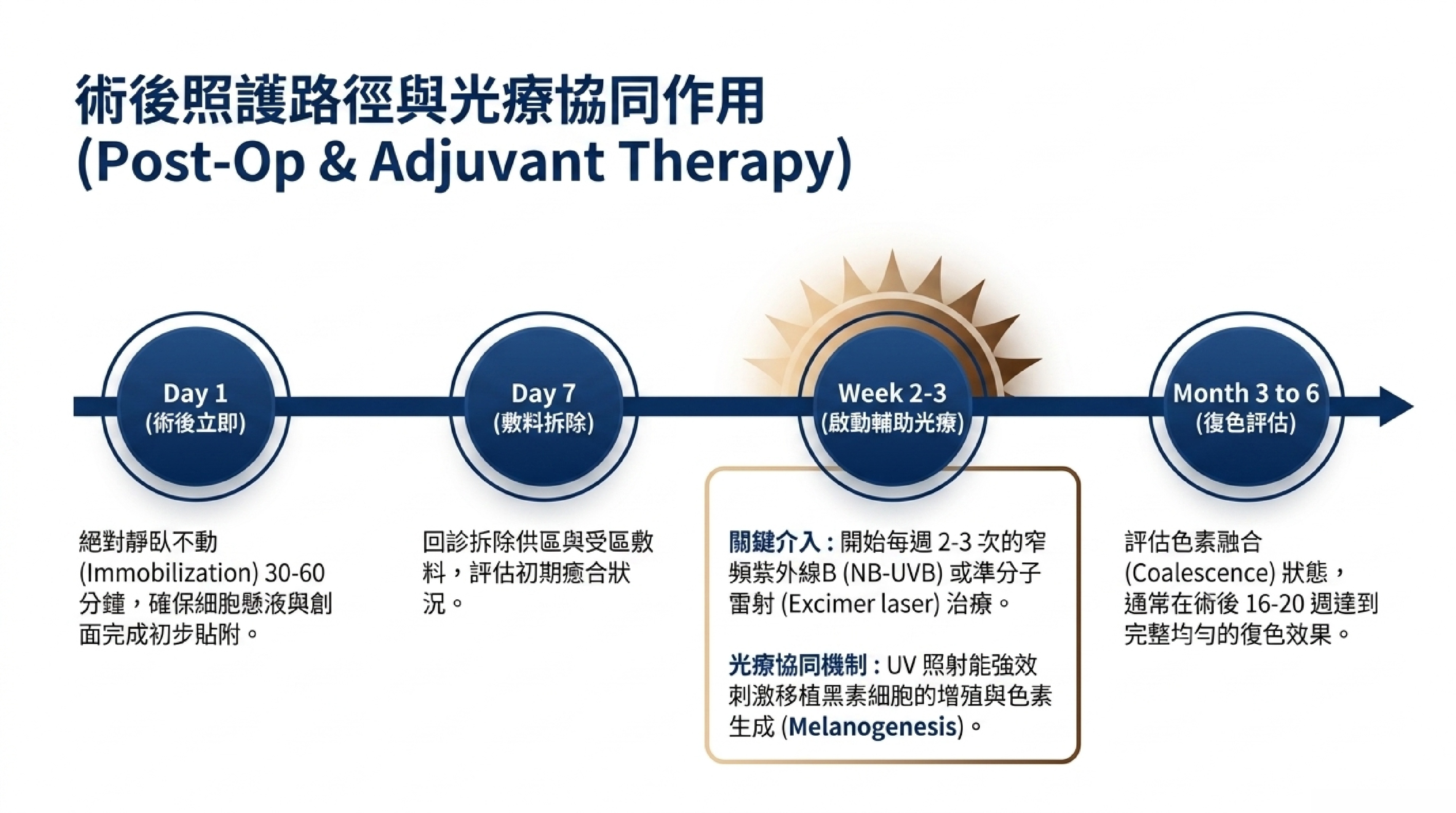 NCES 術後照護路徑與 NB-UVB 光療協同時序
